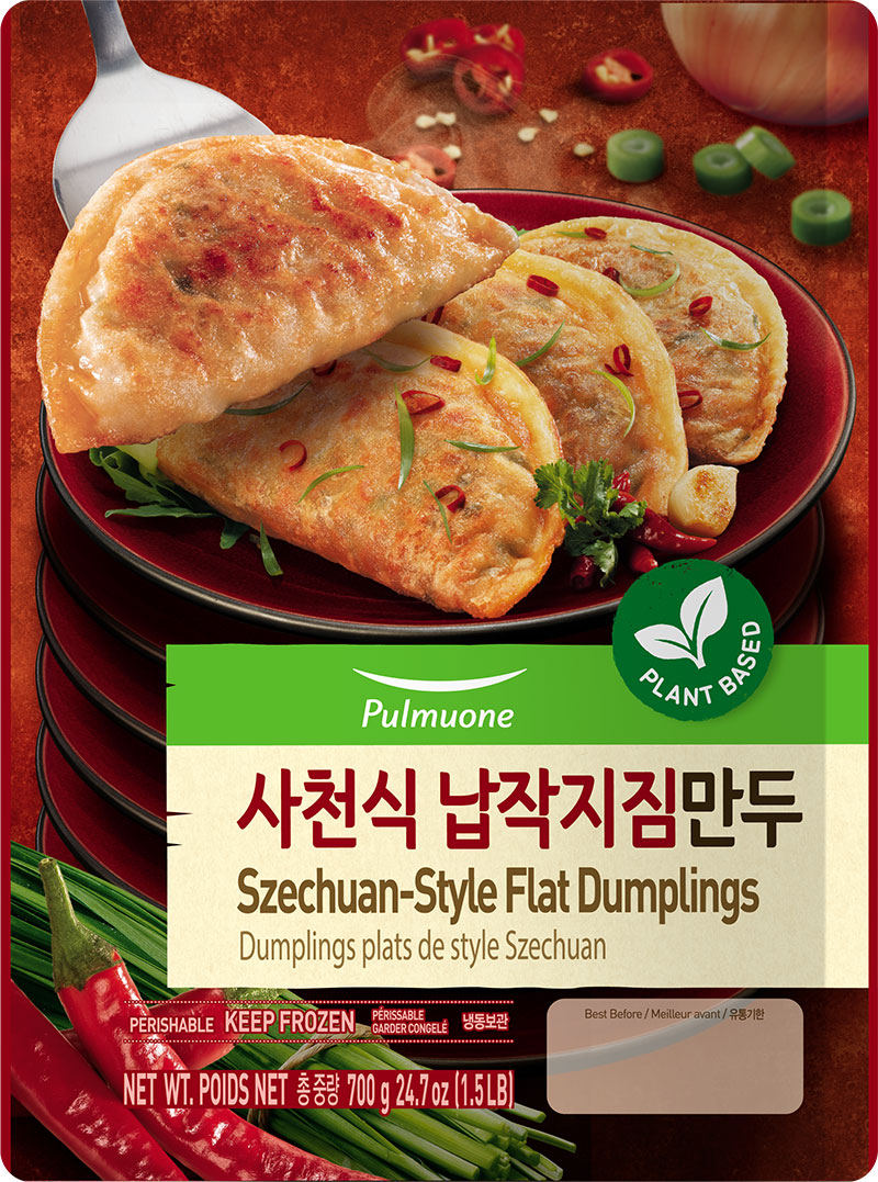 Pulmuone Szechuan Style Flat Dumplings package