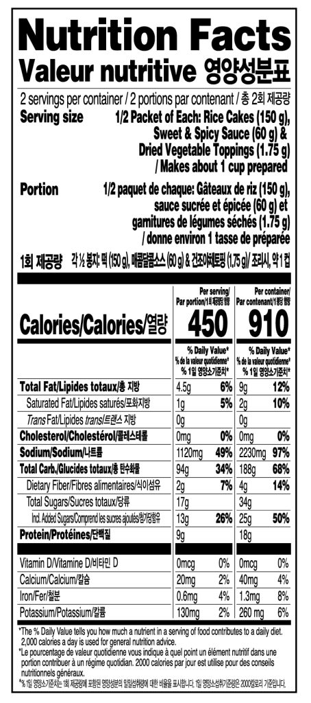 Soupy Topokki Nutrition