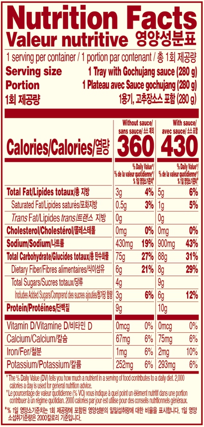 BIBIMBAP Gochujang Nutrition